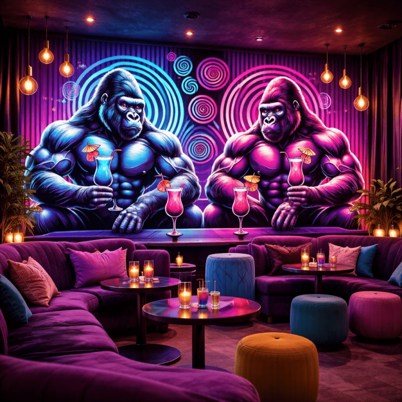 Neon Goril Bar Konsepti Duvar KaÄıdı