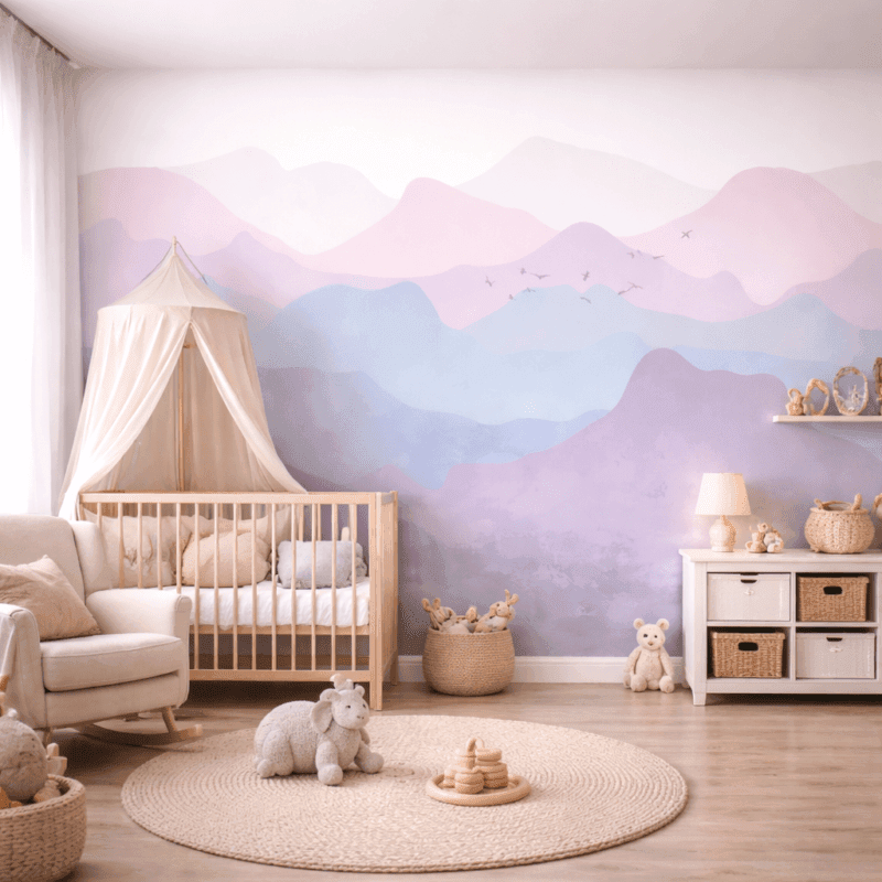 Pastel DaÄ ManzaralÄ± Minimal Duvar KaÄÄ±dÄ±