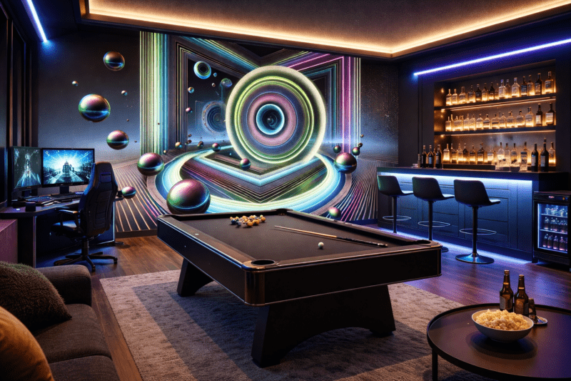 Neon Geometrik Halka 3D Duvar KaÄıdı
