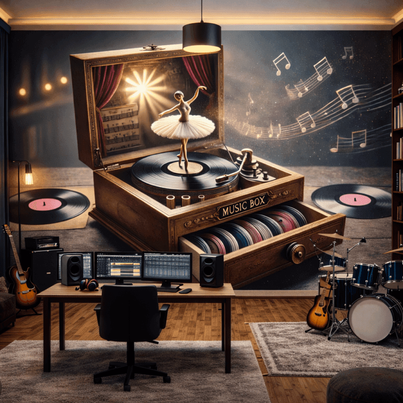 Vintage MÃ¼zik Kutusu Bale 3D Duvar KaÄÄ±dÄ±