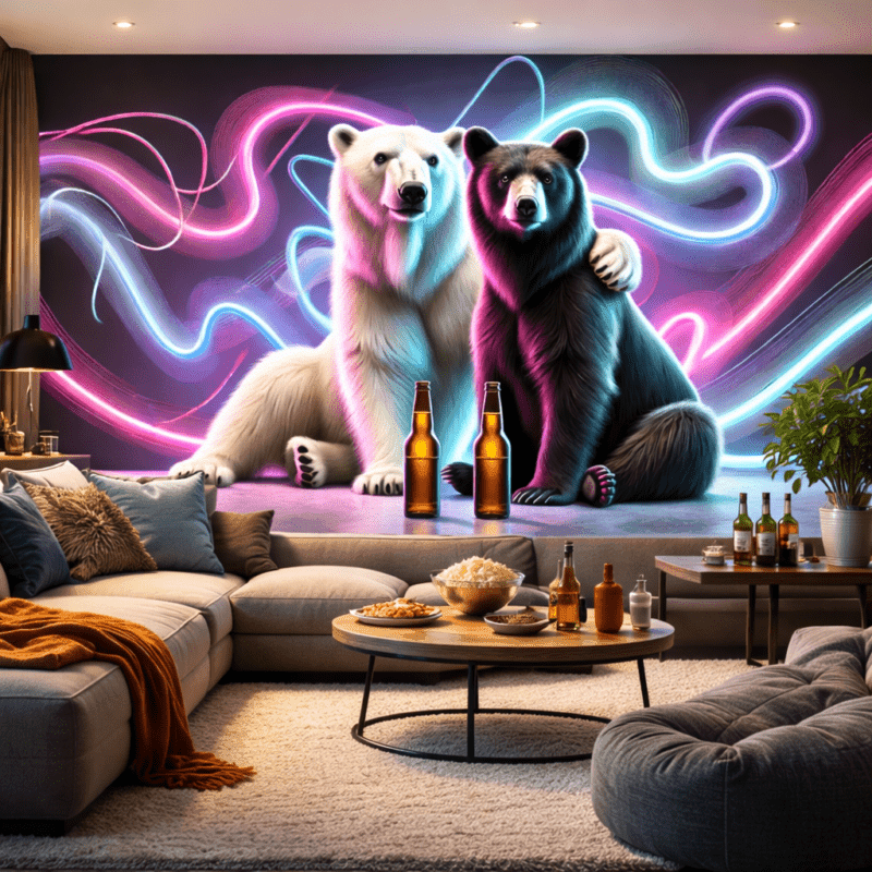 Neon IÅıklı Ayı Temalı Duvar KaÄıdı