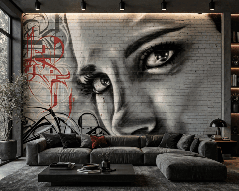 Modern Graffiti KadÄ±n YÃ¼zÃ¼ duvar kaÄÄ±dÄ±