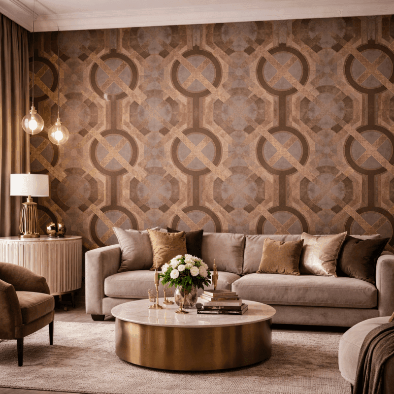 Geometrik Halkalı Art Deco Duvar KaÄıdı