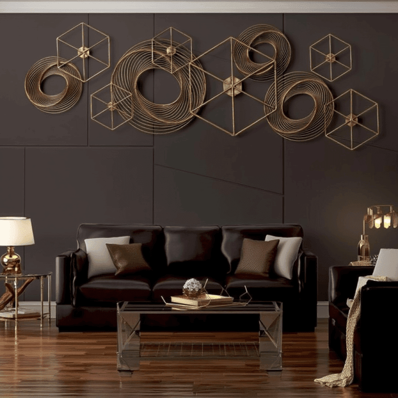 AltÄ±n Geometrik Metal 5D Kabartma Duvar KaÄÄ±dÄ±