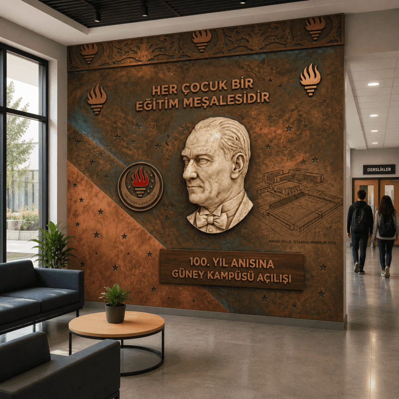 EÄitim TemalÄ± AtatÃ¼rk Portreli Duvar KaÄÄ±dÄ±